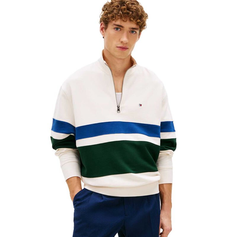 Tommy Hilfiger Stripe Relaxed Quarter-Zip Jumper image number 0